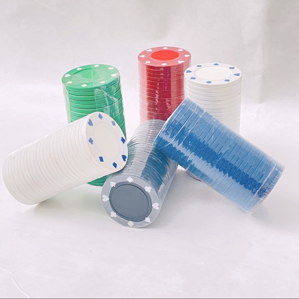 BryBell Poker Chips Set in Wood Carousel Case ( Casino Party)..